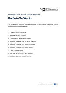 LS002 Guide to RefWorks - University of Wolverhampton