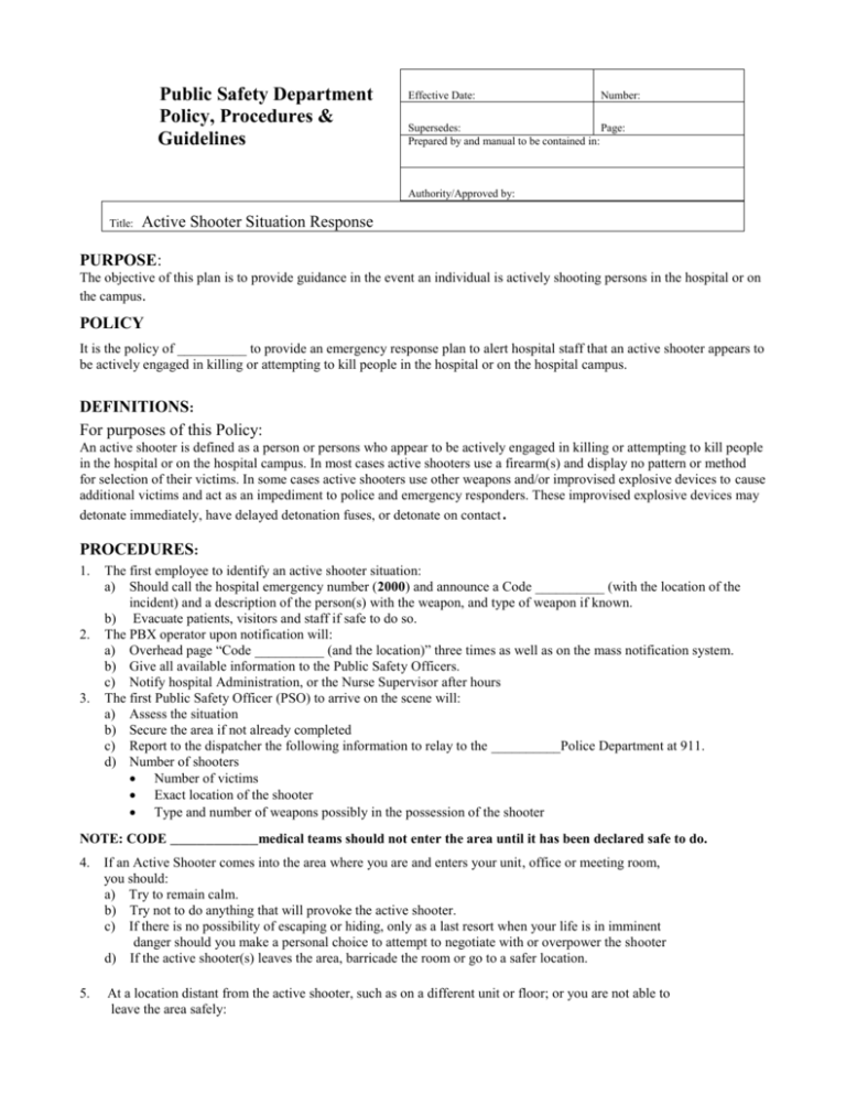 Active Shooter Policy Template