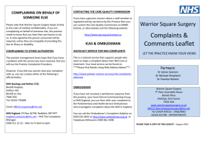 Complaints Leaflet 2015 - Warrior Square Surgery