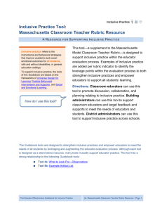 Inclusive Practice Tool: Massachusetts Classroom Teacher Rubric