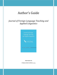 Journal of Foreign Language Teaching and Applied Linguistics