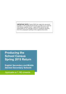 Producing the School Census Spring 2015 Return