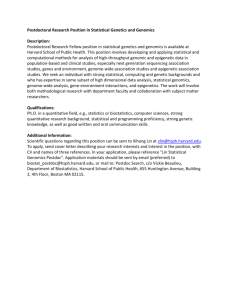 Postdoctoral Research Position in Statistical Genetics and