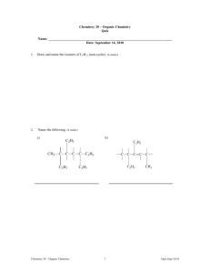 Chemistry 20 * Organic Chemistry