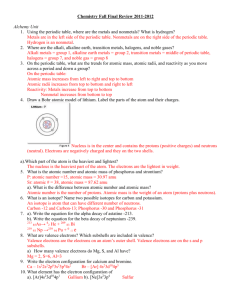 Chemistry Fall Final Study Guide Concepts