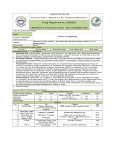 Course: Ameliorative pedology Course id: 3OРT5И05 Number of