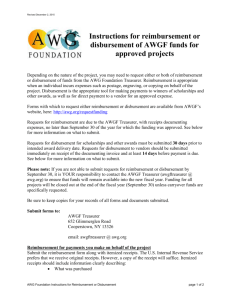 Instructions for reimbursement or disbursement of AWGF funds
