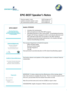 EPIC-BEST Speaker`s Notes - Louisiana Breastfeeding Coalition