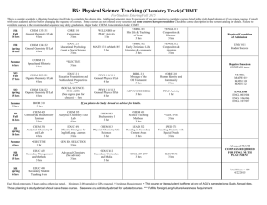 B.S. in Physical Science Teaching (Chemistry Track) CHMT