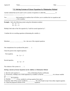 Notes on Systems of Equations Elimination Method