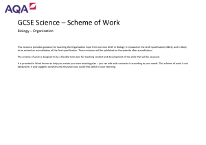 GCSE Science – Scheme of Work