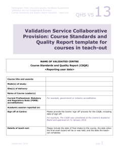 Course Standards and Quality Report template for courses in teach
