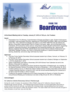 At the Board Meeting held on Tuesday, January 27, 2015 at 7:00