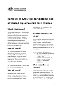 Removal of TAFE fees for diploma and advanced diploma child care