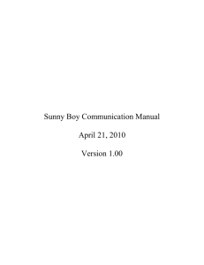 Sunny Boy Communication Manual