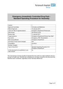 Emergency Anaesthetic Controlled Drug Pack