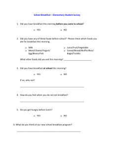 Elementary Student Survey - New England Dairy & Food Council