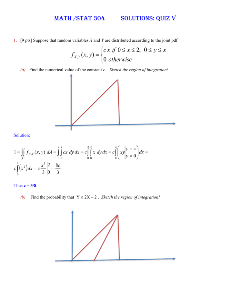 Math Stat 304 Solutions Quiz V