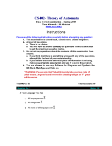 CS402 - Theory of Automata Finalterm Paper 2005