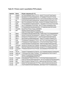 Table S1. Primers used in quantitative PCR analysis. species Gene