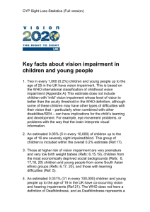 Key facts about vision impairment in children and young people