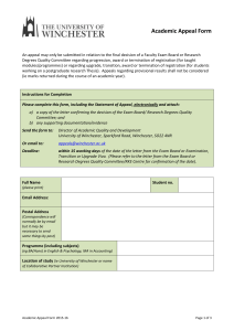 Academic Appeal Form - University of Winchester