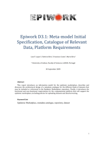 Meta-model Initial Specification, Catalogue of Relevant Data
