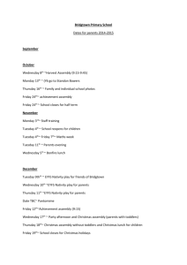 Bridgtown Primary School Dates for parents 2014