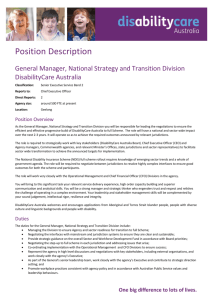 General Manager, National Strategy and Transition Division