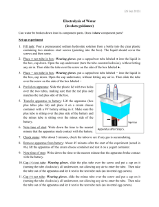 Electrolysis of Water (in class guidance)