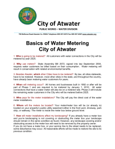 City of Atwater PUBLIC WORKS – WATER DIVISION