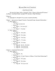 HONORS ORGANIC CHEMISTRY CHAPTER OUTLINE The