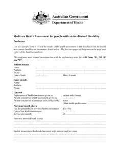Medicare Health Assessment for people with an intellectual disability