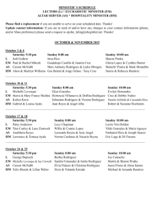 MINISTER` S SCHEDULE LECTORS (L) * EUCHARISTIC MINISTER