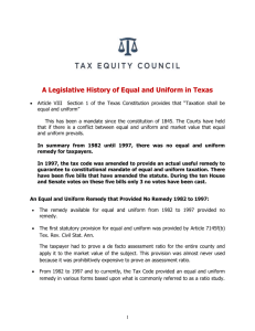 A Legislative History of Equal and Uniform in Texas