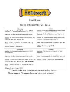 First Grade Week of September 21, 2015 Monday Reading: Read