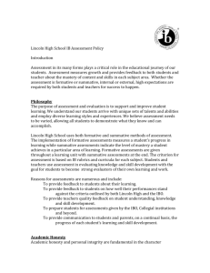 Lincoln High School IB Assessment Policy