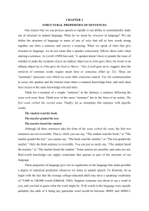 CHAPTER 3 STRUCTURAL PROPERTIES OF SENTENCES One