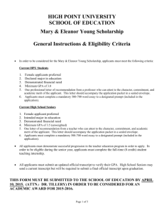 Mary and Eleanor Young Scholarship Application