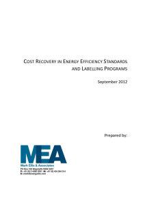 Cost Recovery in Energy Efficiency Standards and Labelling Programs