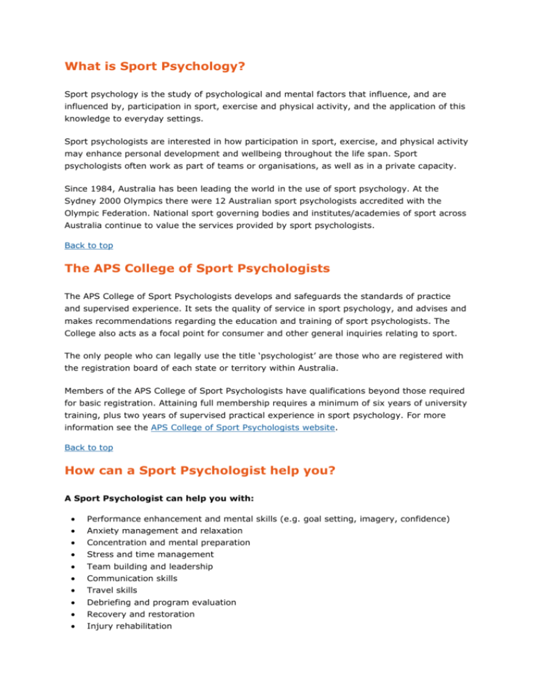 what is sport psychology essay