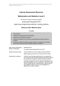 Level 3 Mathematics and Statistics internal assessment