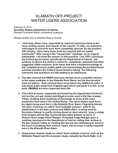 Klamath Off Project Water Users Association comments to Secretary