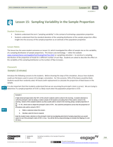 Lesson 15: Sampling Variability in the Sample Proportion