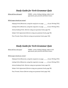 Study Guide for Verb Grammar Quiz