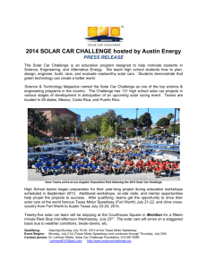 2014 SOLAR CAR CHALLENGE hosted by Austin Energy PRESS