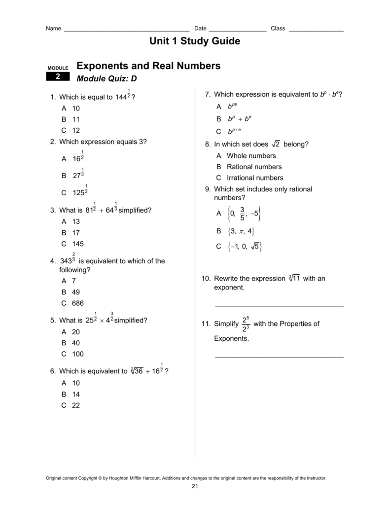 Unit 3 Expressions Equations And Inequalities Test B ...