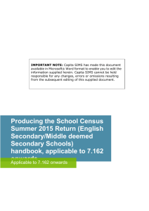 Producing the School Census Summer 2015 Return (English