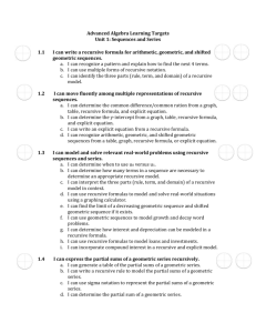Advanced Algebra Learning Targets Unit 1: Sequences and Series