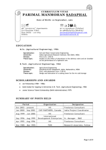 Curriculum vitae - Parimal Sadaphal